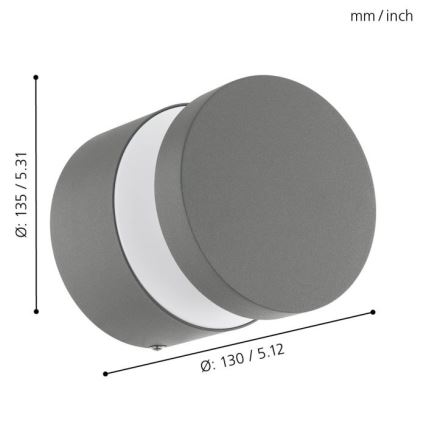 Eglo 97301 - Luz de parede LED de exterior MELZO LED/11W/230V cinzento IP44