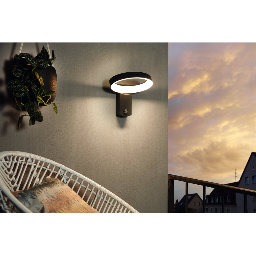 Eglo - Luz de parede LED de exterior com sensor LED/11W/230V IP44