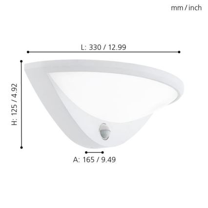 Eglo - Luz LED com sensor de exterior 1xLED/9,3W/230V IP44