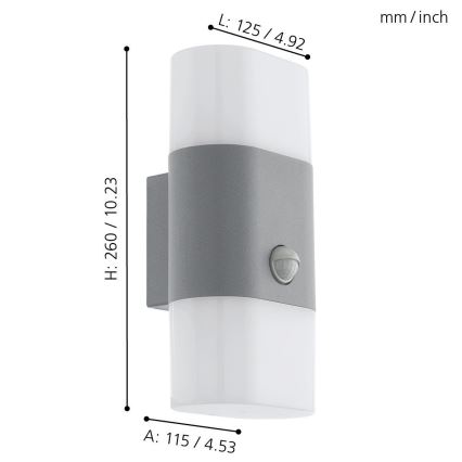 Eglo 97313 - Luz de parede LED de exterior com sensor FAVRIA 1 2xLED/5,5W/230V IP44