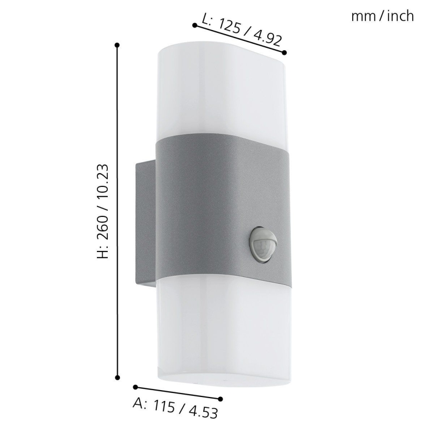 Eglo 97313 - Luz de parede LED de exterior com sensor FAVRIA 1 2xLED/5,5W/230V IP44