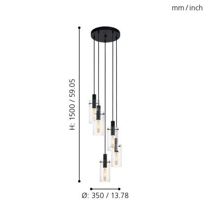 Eglo - Candelabro num fio 5xE27/60W/230V