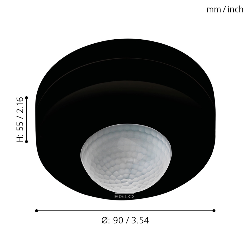 Eglo - Sensor de movimento de exterior 12 m preto IP44