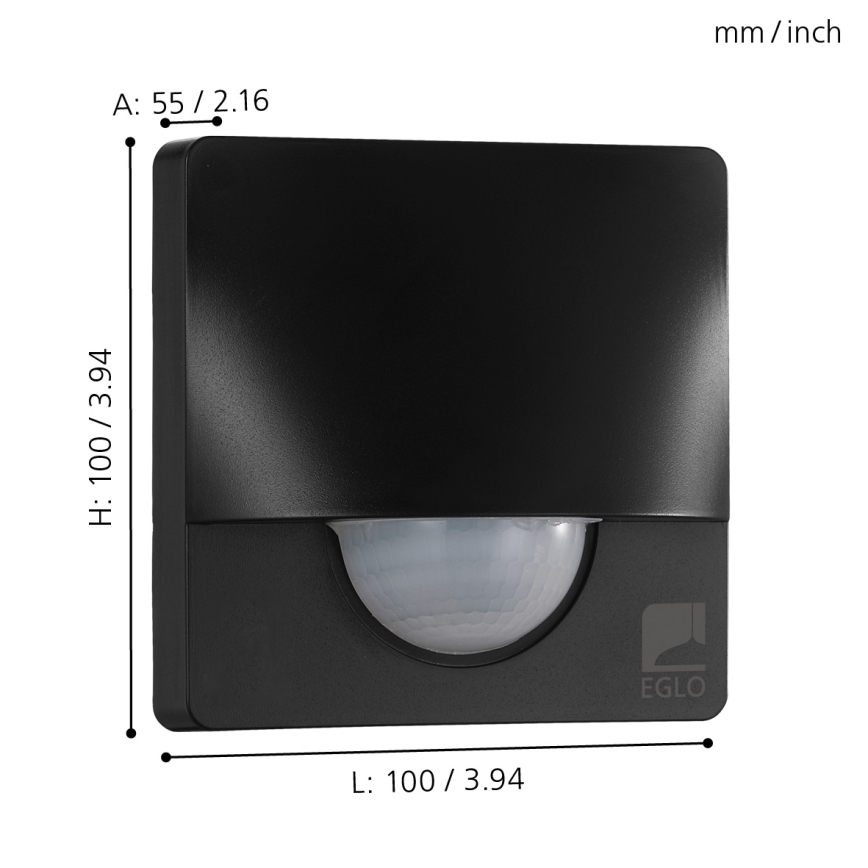 Eglo - Sensor de movimento de exterior 12 m preto antigo IP44