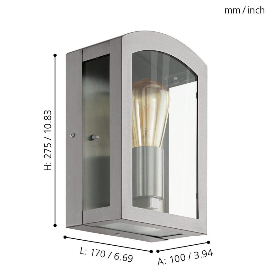 Eglo 97477 - Luz de parede de exterior PARETTA 1xE27/60W/230V cromo mate IP44