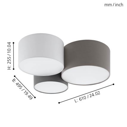 Eglo - Luz de teto 3xE27/60W/230V