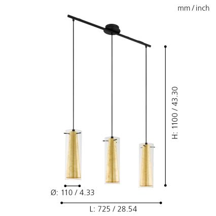 Eglo - Candelabro num fio 3xE27/60W/230V