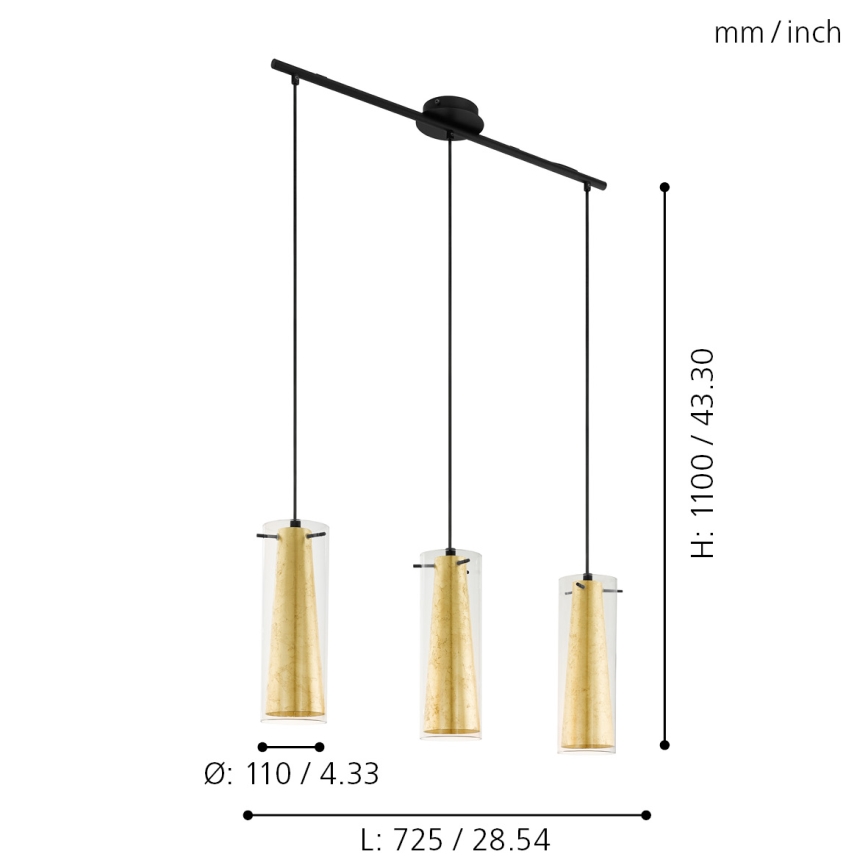 Eglo - Candelabro num fio 3xE27/60W/230V
