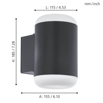 Eglo 97844 - Luz de parede de exterior MERLITO 1xE27/10W/230V preto antigo IP44