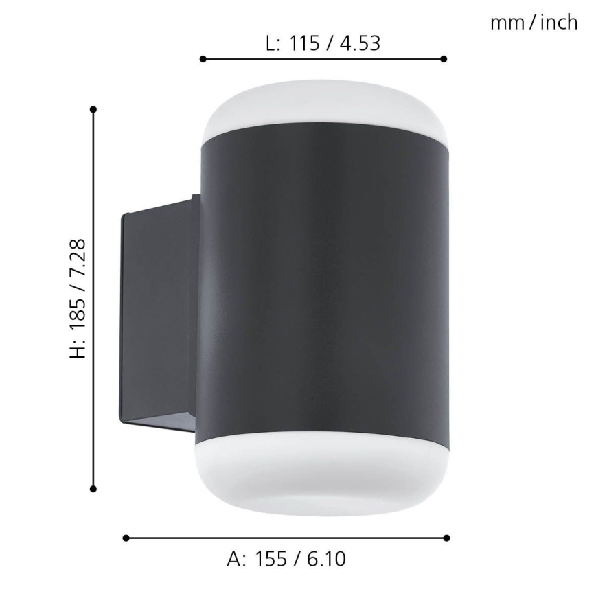 Eglo 97844 - Luz de parede de exterior MERLITO 1xE27/10W/230V preto antigo IP44