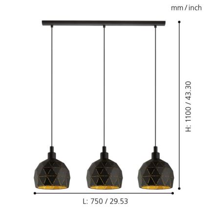 Eglo - Candelabro num fio 3xE14/40W/230V