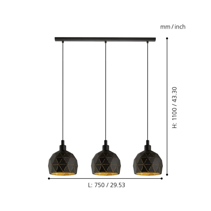 Eglo - Candelabro num fio 3xE14/40W/230V