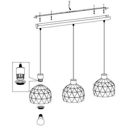 Eglo - Candelabro num fio 3xE14/40W/230V