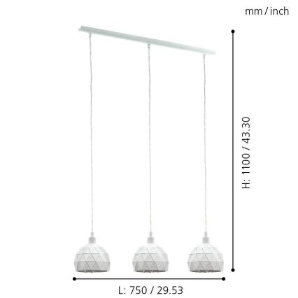Eglo - Candelabro num fio 3xE14/40W/230V