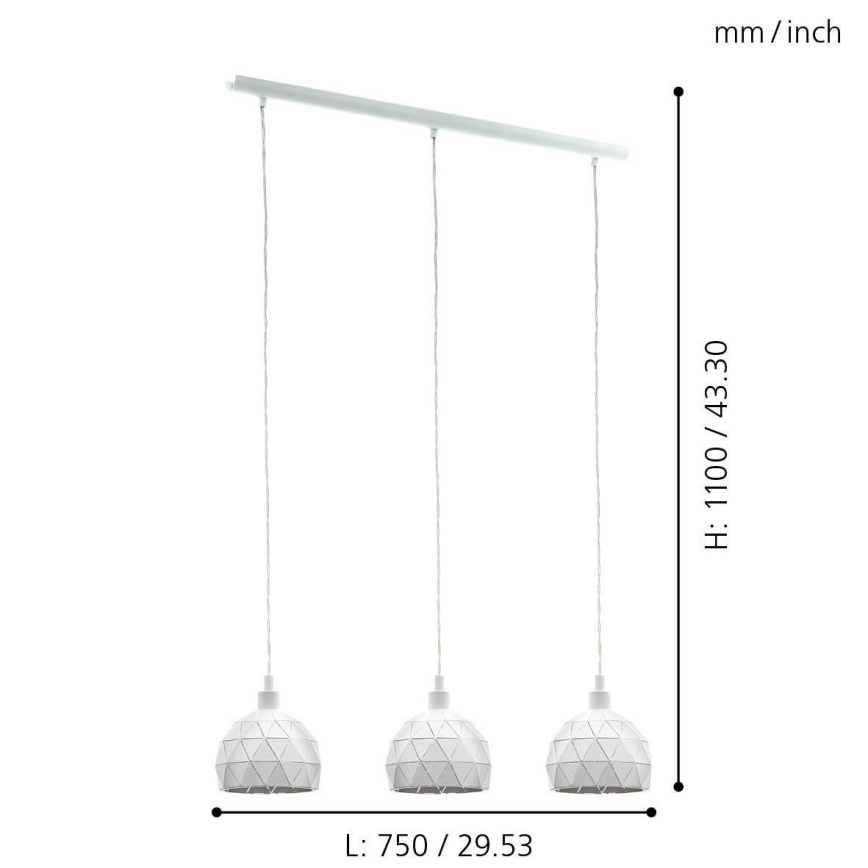 Eglo - Candelabro num fio 3xE14/40W/230V