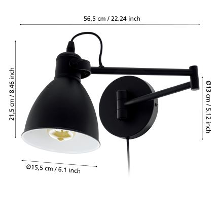 Eglo - Luz de parede 1xE27/10W/230V