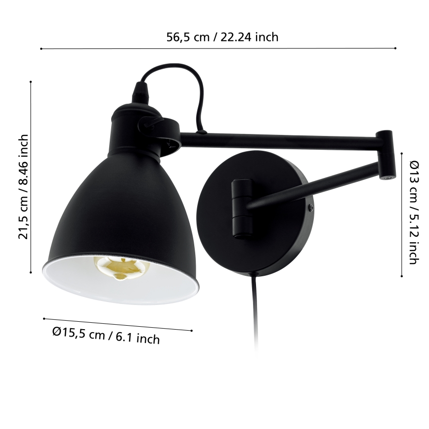 Eglo - Luz de parede 1xE27/10W/230V