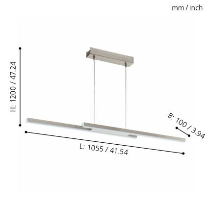 Eglo - Candelabro suspenso LED RGB com regulação FRAIOLI-C 2xLED/17W/230V