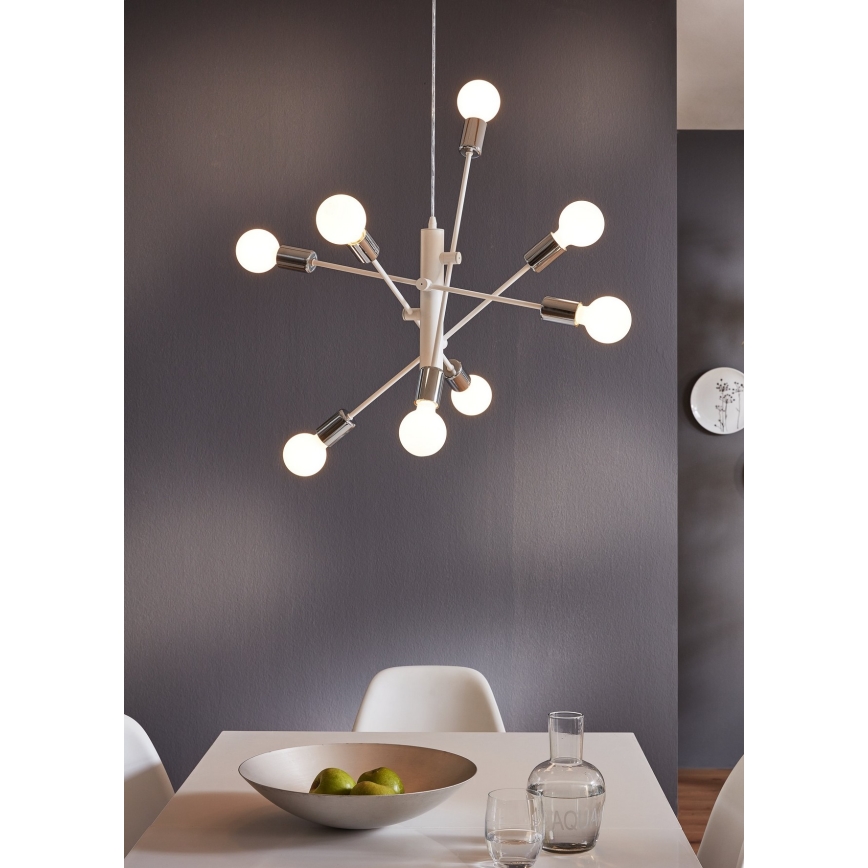 Eglo - Candelabro num fio 8xE27/60W/230V branco