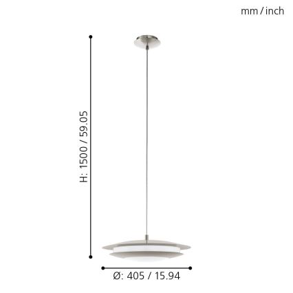 Eglo 98043 - Candelabro suspenso LED RGBW com regulação MONEVA-C LED/18W/230V