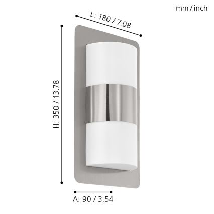 Eglo - Luz de parede de exterior 2xE27/10W/230V cromo mate IP44
