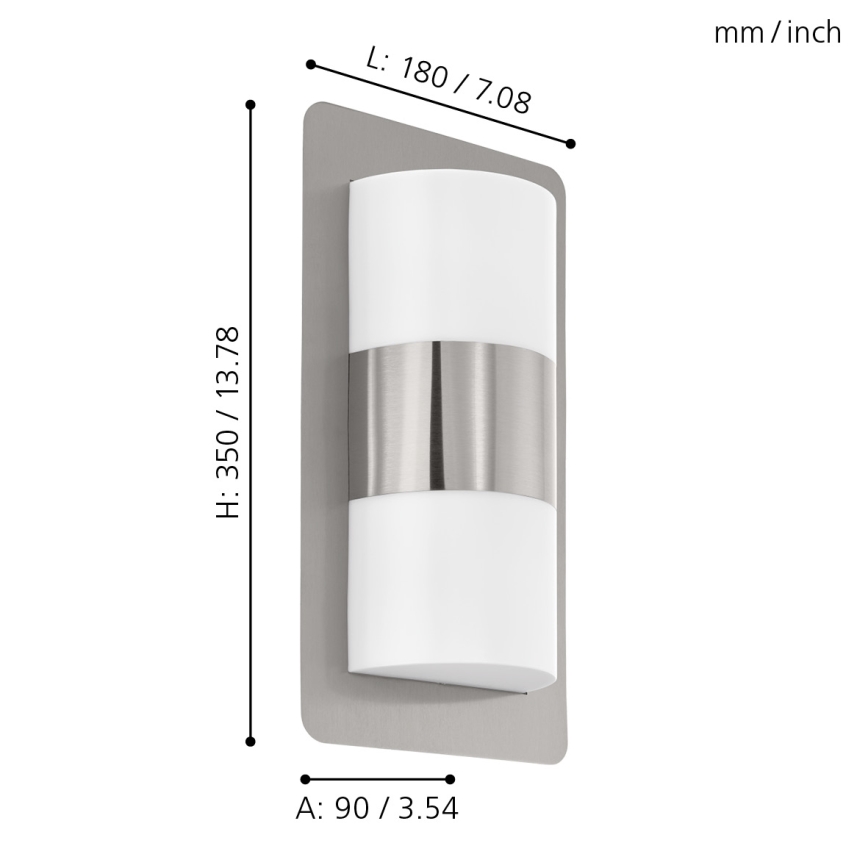 Eglo - Luz de parede de exterior 2xE27/10W/230V cromo mate IP44