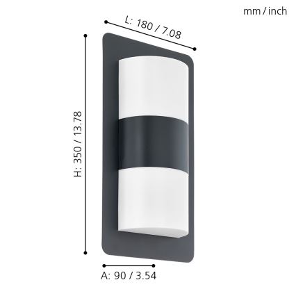 Eglo - Iluminação de parede exterior 2xE27/10W/230V antracite IP44