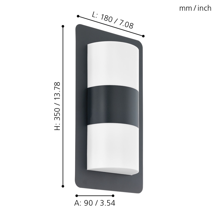 Eglo - Iluminação de parede exterior 2xE27/10W/230V antracite IP44