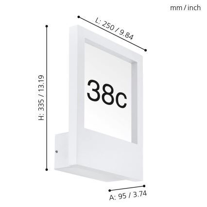 Eglo - Número de casa 1xE27/28W/230V branco IP44