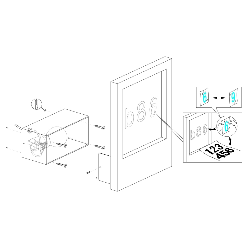 Eglo - Número de casa 1xE27/28W/230V branco IP44