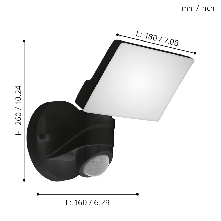 Eglo - Luz de parede LED de exterior com sensor LED/15W/230V IP44