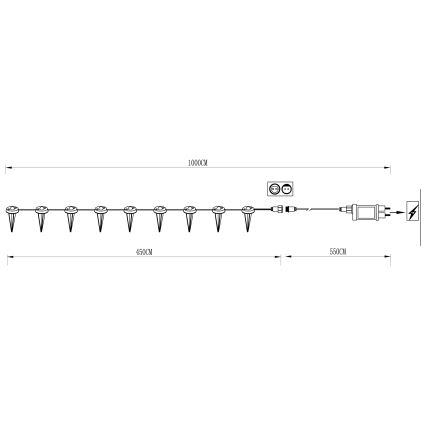 Eglo - Corrente decorativa exterior LED 9xLED 10m IP65 branco quente