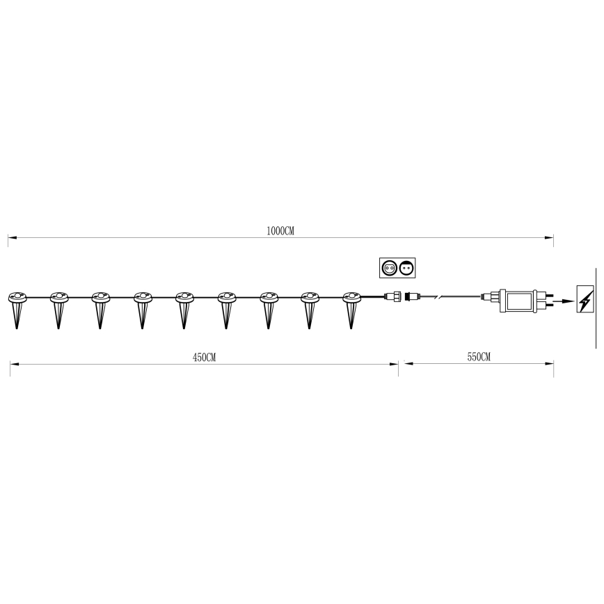 Eglo - Corrente decorativa exterior LED 9xLED 10m IP65 branco quente