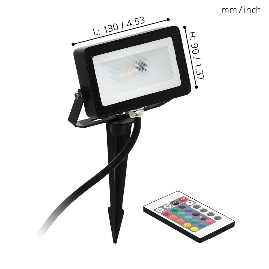 Eglo - Holofote RGB LED LED/10W/230V + controlo remoto IP44