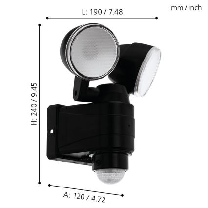 Eglo - Luz LED com sensor de exterior 2xLED/4W/4xLR1IP44
