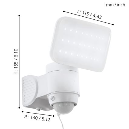 Eglo - Luz de parede solar com sensor LED LED/3,7V IP44