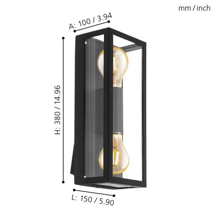 Eglo - Luz de parede de exterior 2xE27/60W/230V IP44