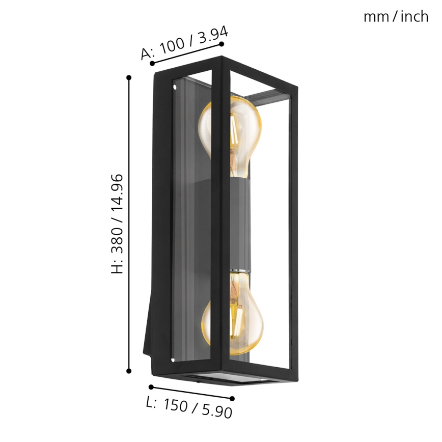 Eglo - Luz de parede de exterior 2xE27/60W/230V IP44