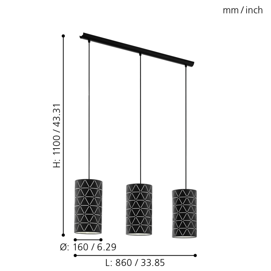Eglo - Candelabro num fio 3xE27/40W/230V