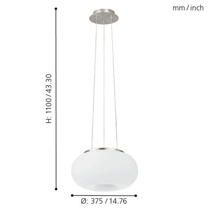 Eglo - Candeeiro suspenso LED RGB com regulação OPTICA-C LED/21W/230V diâmetro 37,5 cm