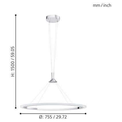 Eglo - Candeeiro suspenso LED RGB com regulação HORNITOS-C LED/37W/230V + comando