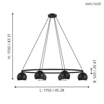 Eglo - Candelabro num fio 6xE14/40W/230V