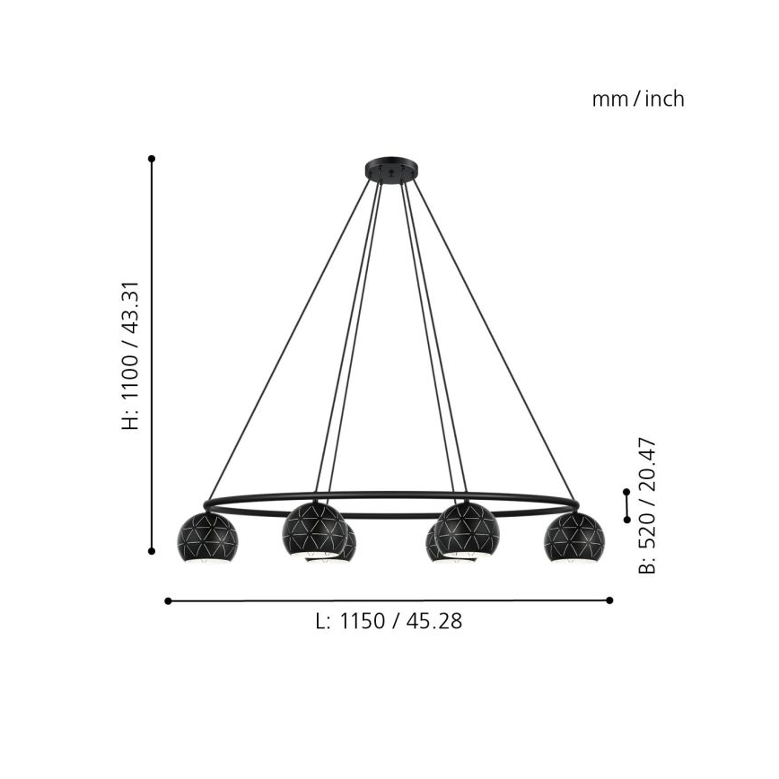 Eglo - Candelabro num fio 6xE14/40W/230V