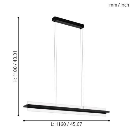 Eglo 98495 - Candelabro suspenso LED com regulação SPADAFORA LED/15W/230V