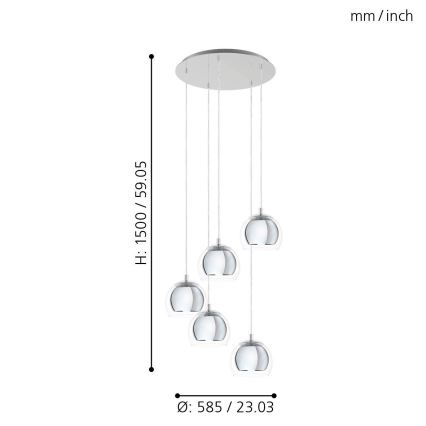 Eglo - Candelabro num fio 5xE27/28W/230V