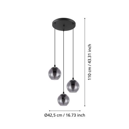 Eglo 98653 - Candelabro num fio ARISCANI 3xE27/40W/230V