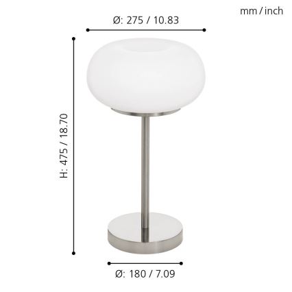 Eglo - Candeeiro de mesa LED RGB com regulação OPTICA-C LED/16W/230V diâmetro 27,5 cm