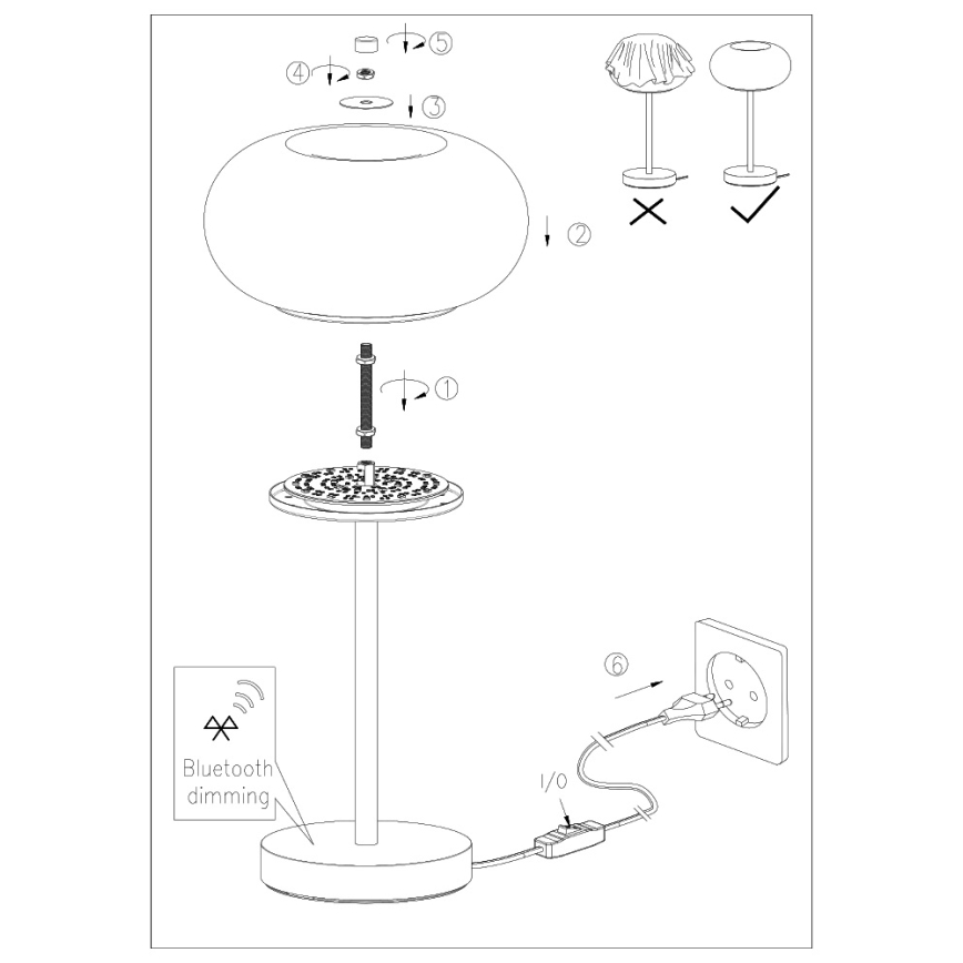 Eglo - Candeeiro de mesa LED RGB com regulação OPTICA-C LED/16W/230V diâmetro 27,5 cm
