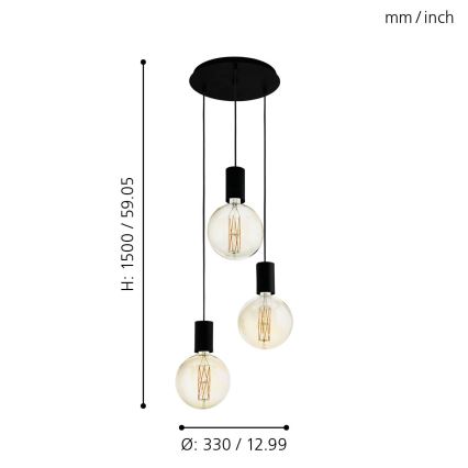 Eglo - Candelabro num fio 3xE27/40W/230V