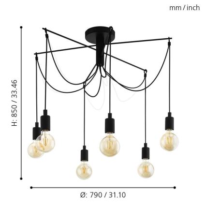 Eglo - Candeeiro suspenso 6xE27/60W/230V aranha